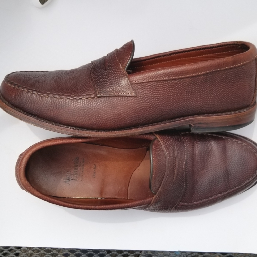Allen Edmonds Patriot Leather Penny Loafer Men 12 D Brown Pebble Grain